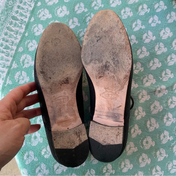 Tods Black Leather Metallic Shimmer Lace Up Oxford - Picture 4 of 13